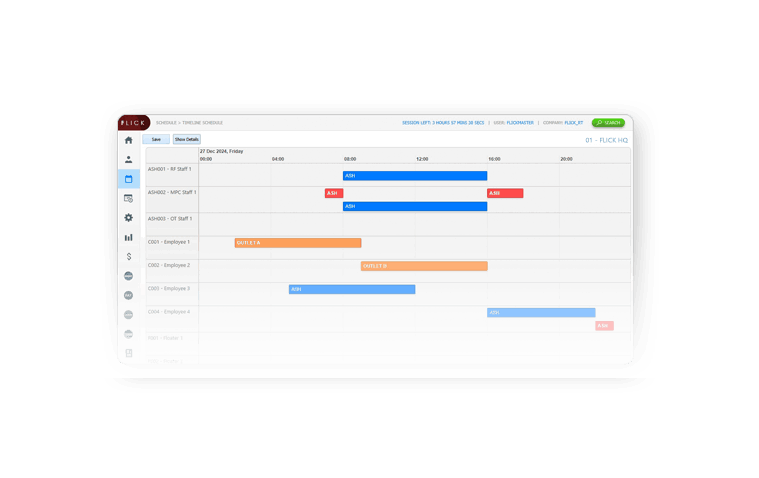 TMS Schedule screenshots